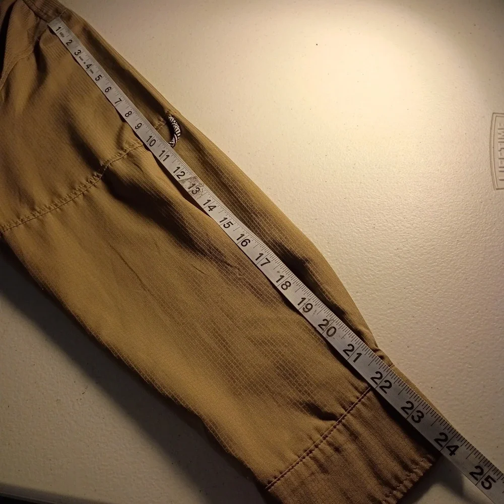Khaki Ripstop Fishing Shirt Long Sleeve UPF 40+ Sun Protection Men's Large